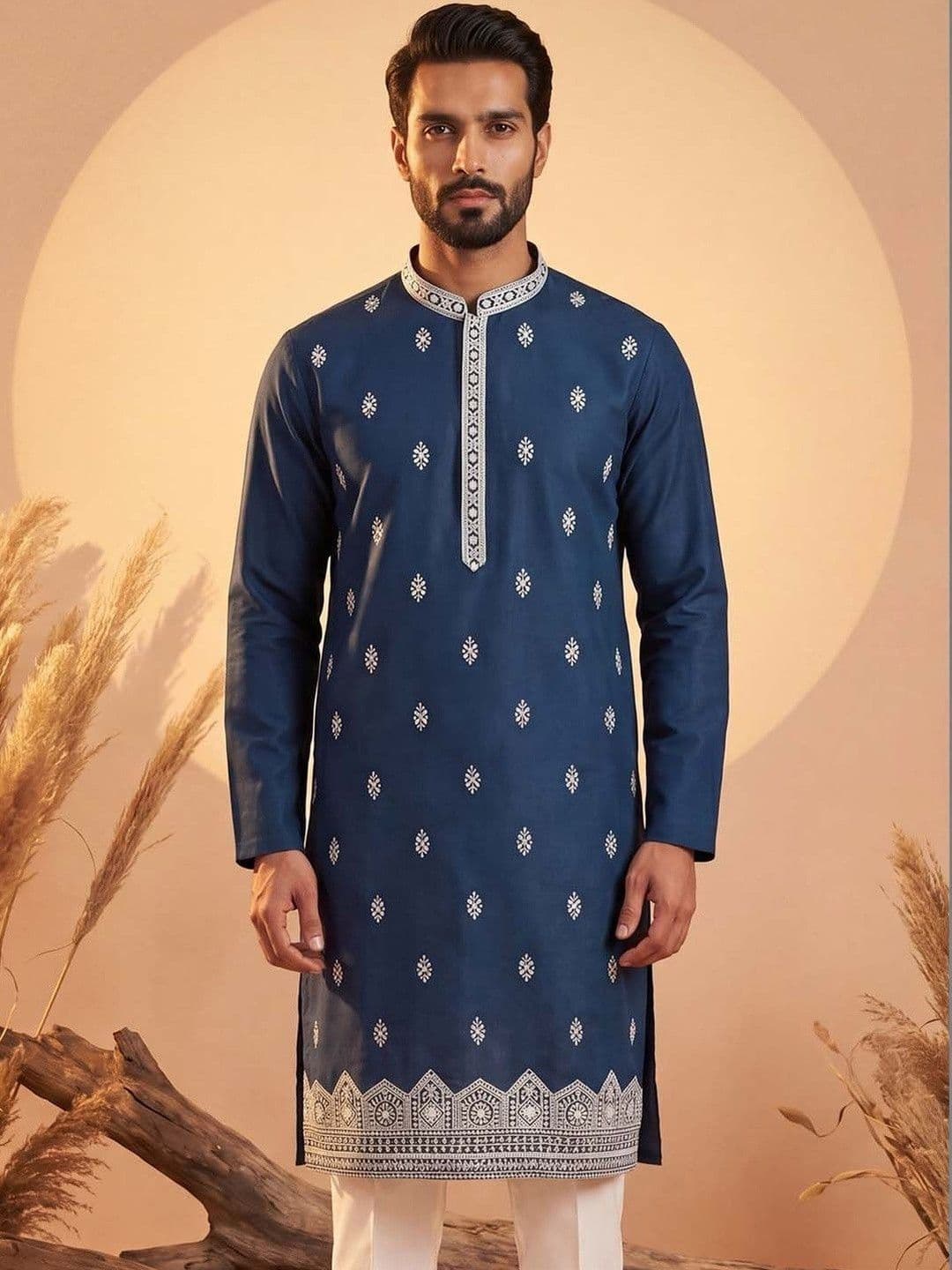 Ethnic Bay Men Embroidered Thread Work Kurta - view 1