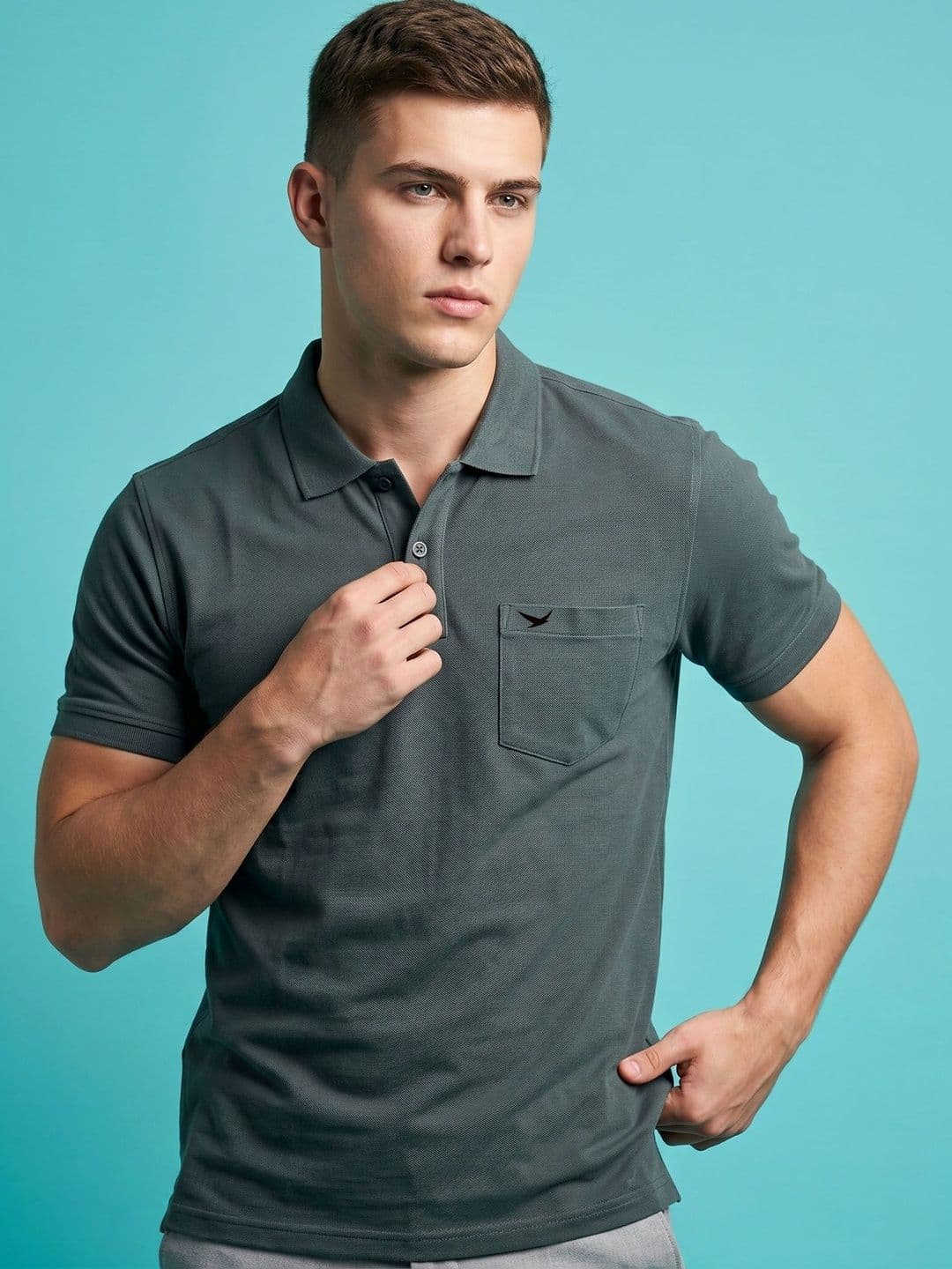 HiFlyers Men Polo Collar Moisture Wicking Pockets T-shirt - view 1