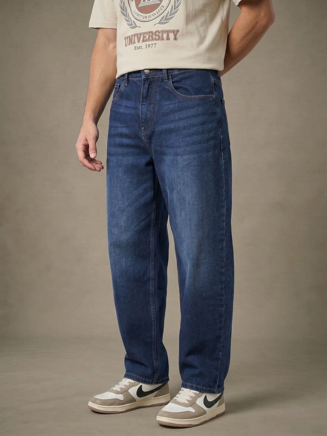 glitchez Men Barrel Fit Light Fade Stretchable Jeans - view 1