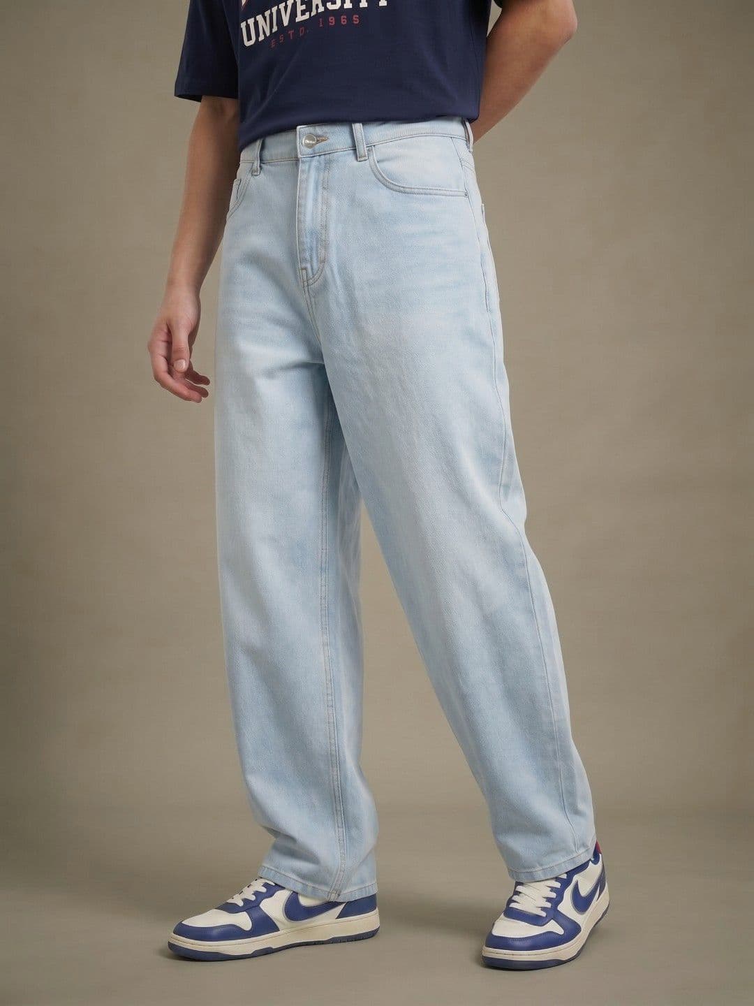 glitchez Men Barrel Fit Light Fade Jeans - view 1