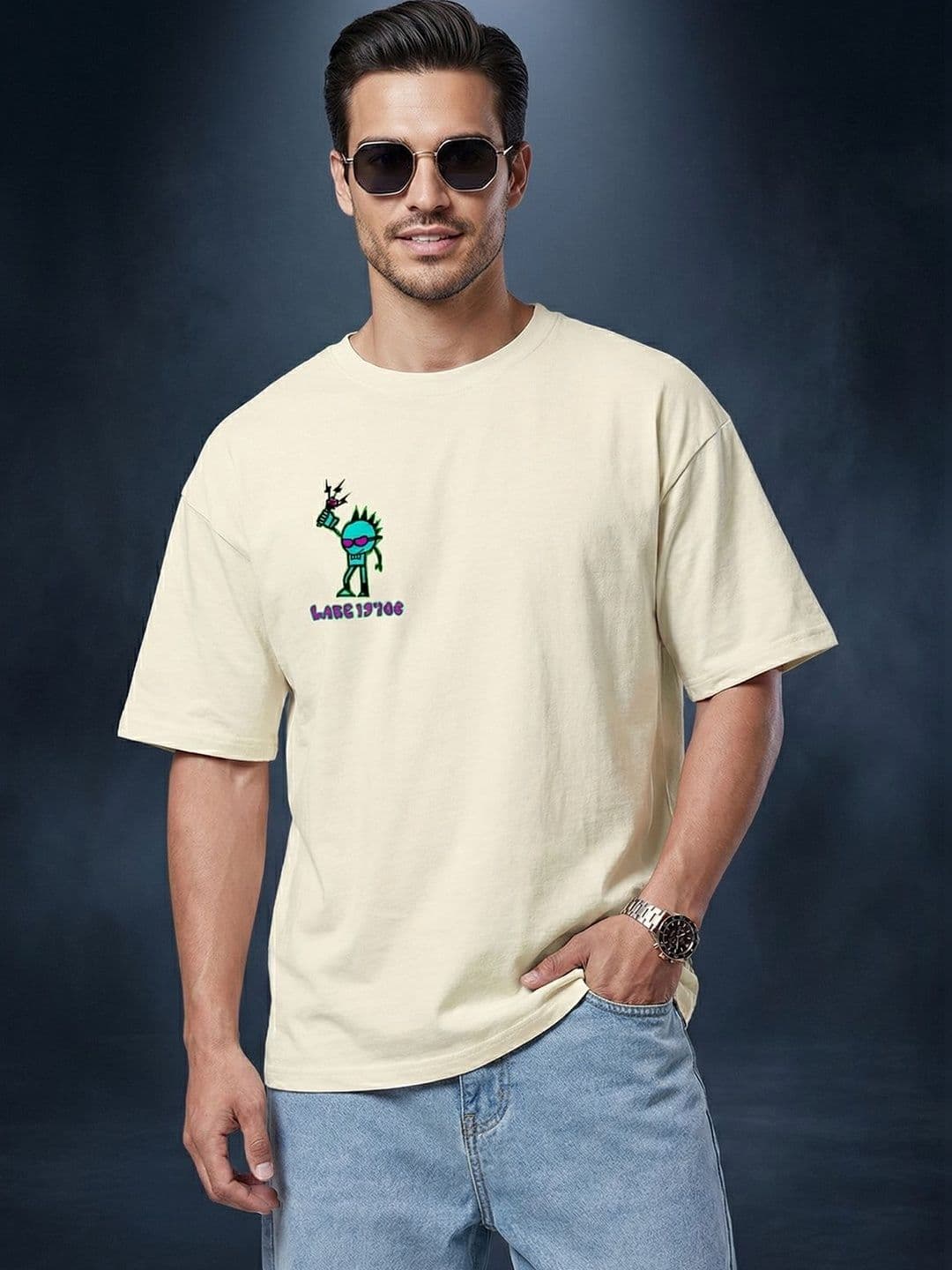 VEIRDO Men Typography Printed Pure Cotton Applique T-shirt - view 1
