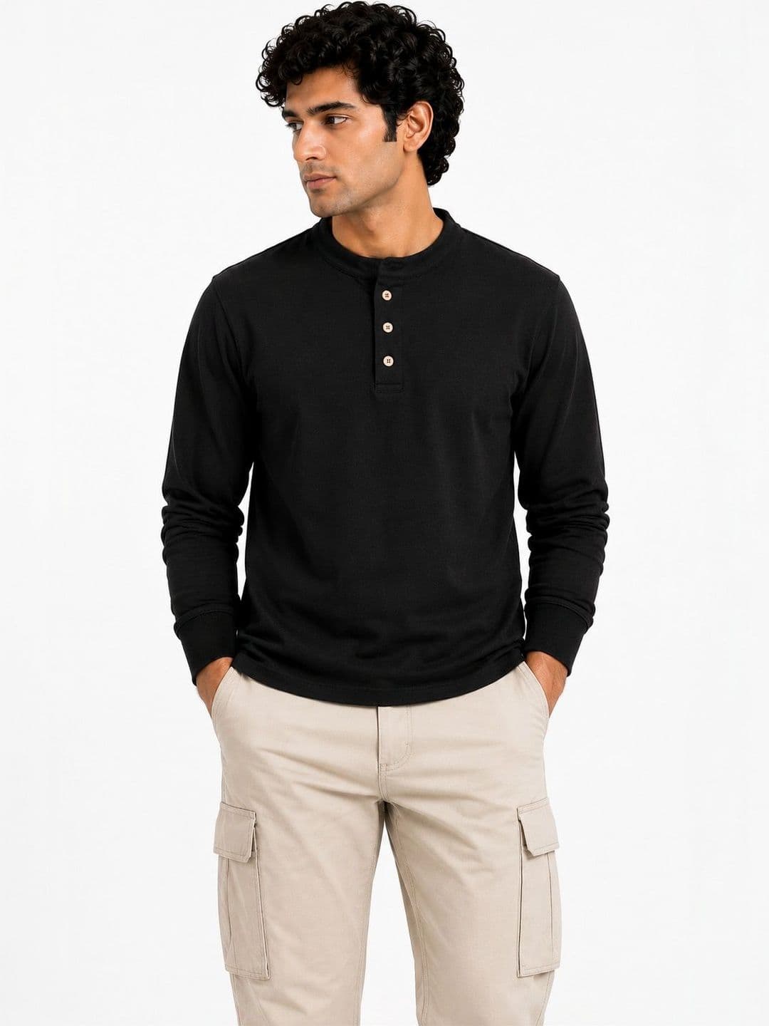 Organic Chics Men Henley Neck Pure Cotton Anti Odour T-shirt - view 1