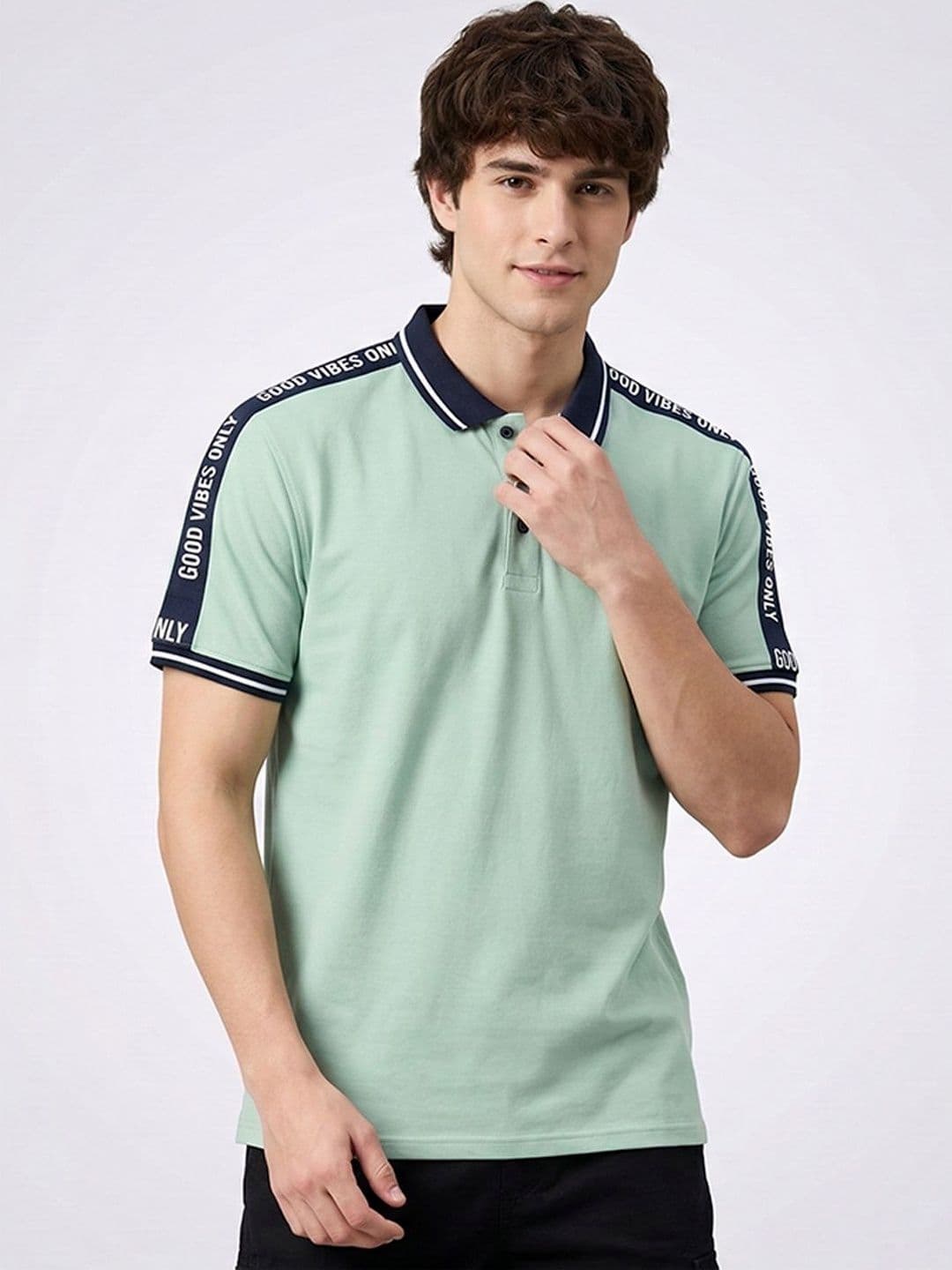 HERE&NOW Men Typography Printed Polo Collar T-shirt - view 1