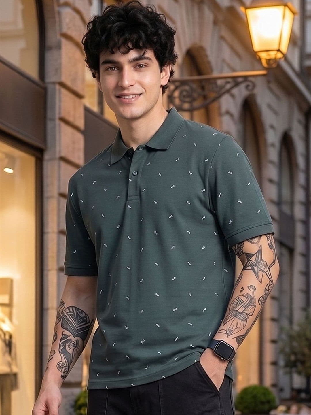 Mast & Harbour Men Printed Polo Collar T-shirt - view 1