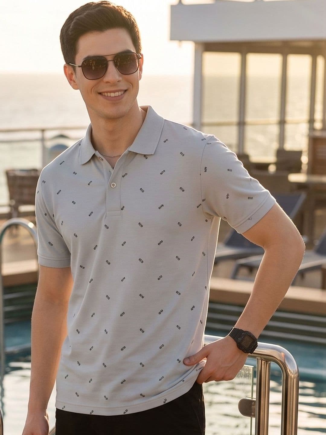 Mast & Harbour Men Typography Printed Polo Collar T-shirt - view 1