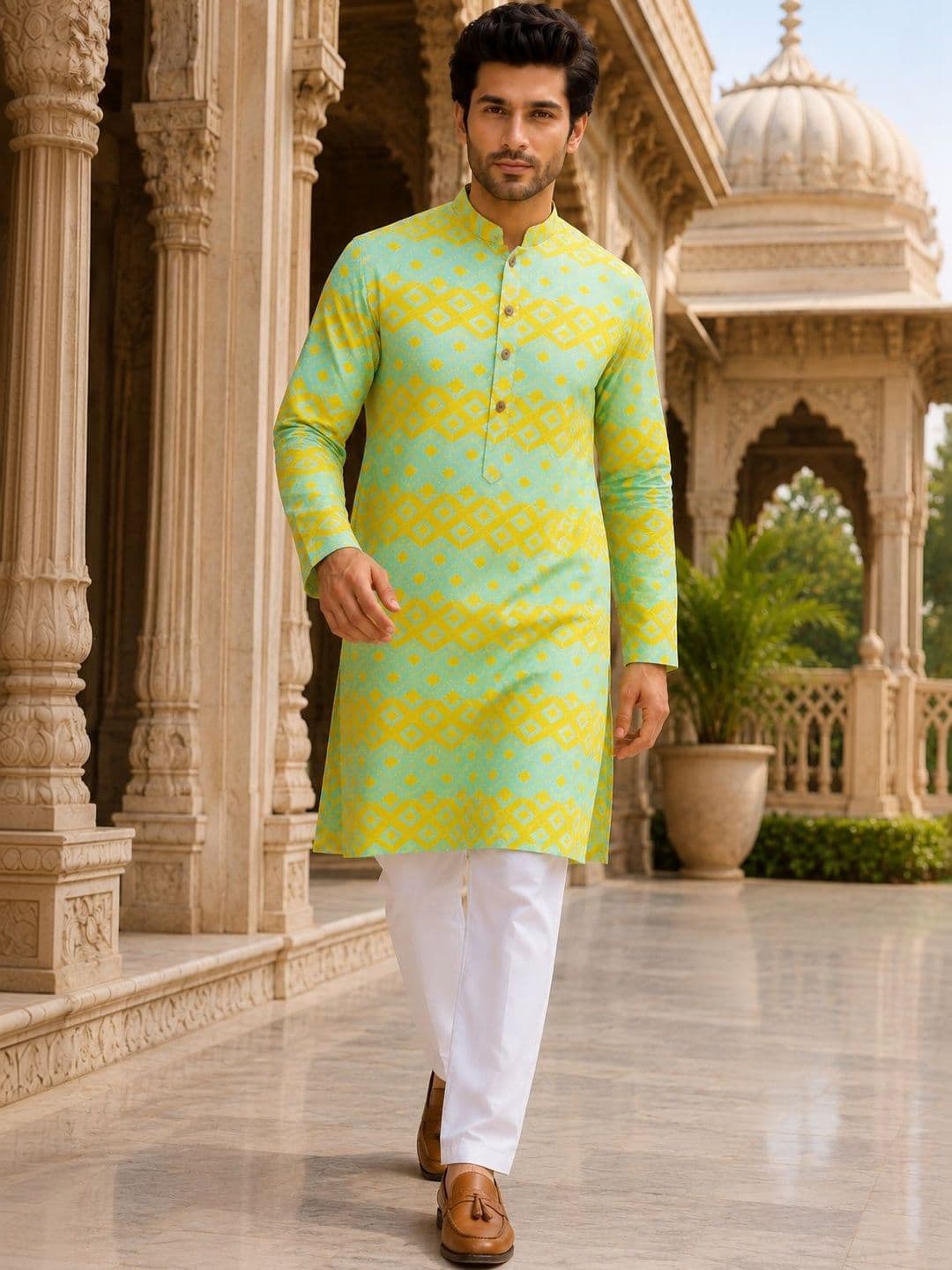 SOURAGYA Men Geometric Printed Kurta - view 1