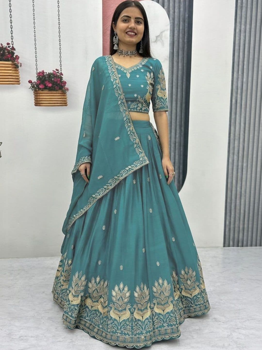 Closin Embroidered Semi-Stitched Lehenga & Unstitched Blouse With Dupatta - view 1