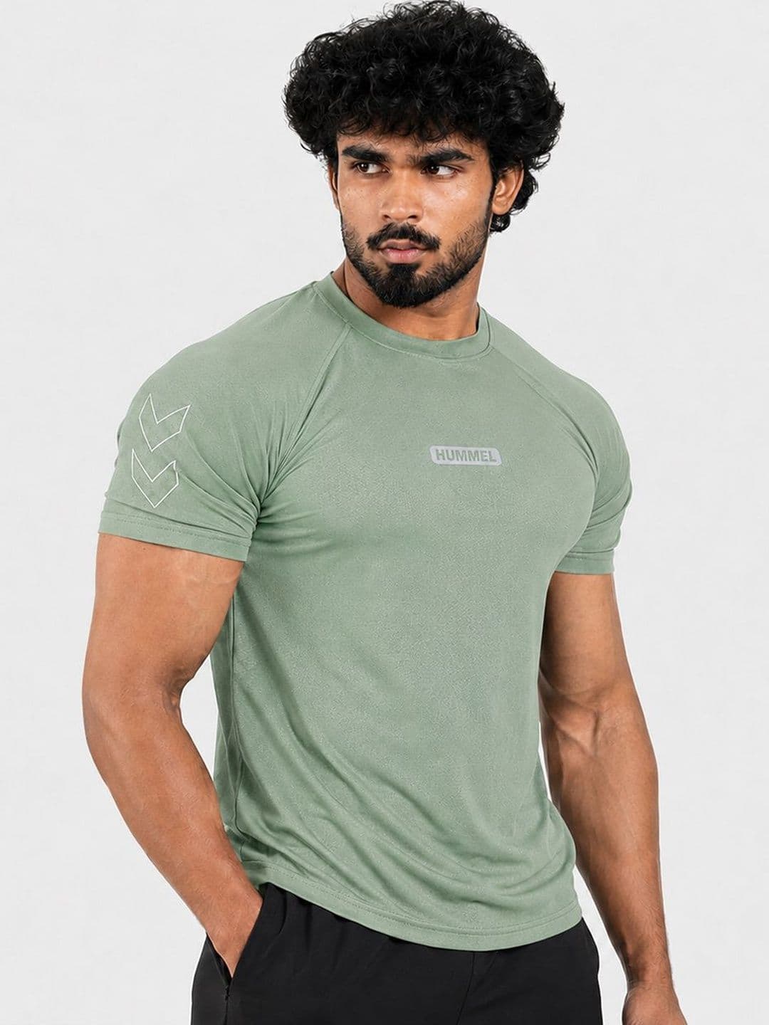 hummel Brand Logo Printed Round Neck Antimicrobial Regular Fit T-shirt - view 1