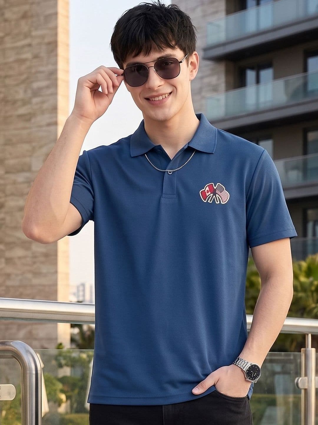 Mast & Harbour Men Brand Logo Polo Collar Applique T-shirt - view 1