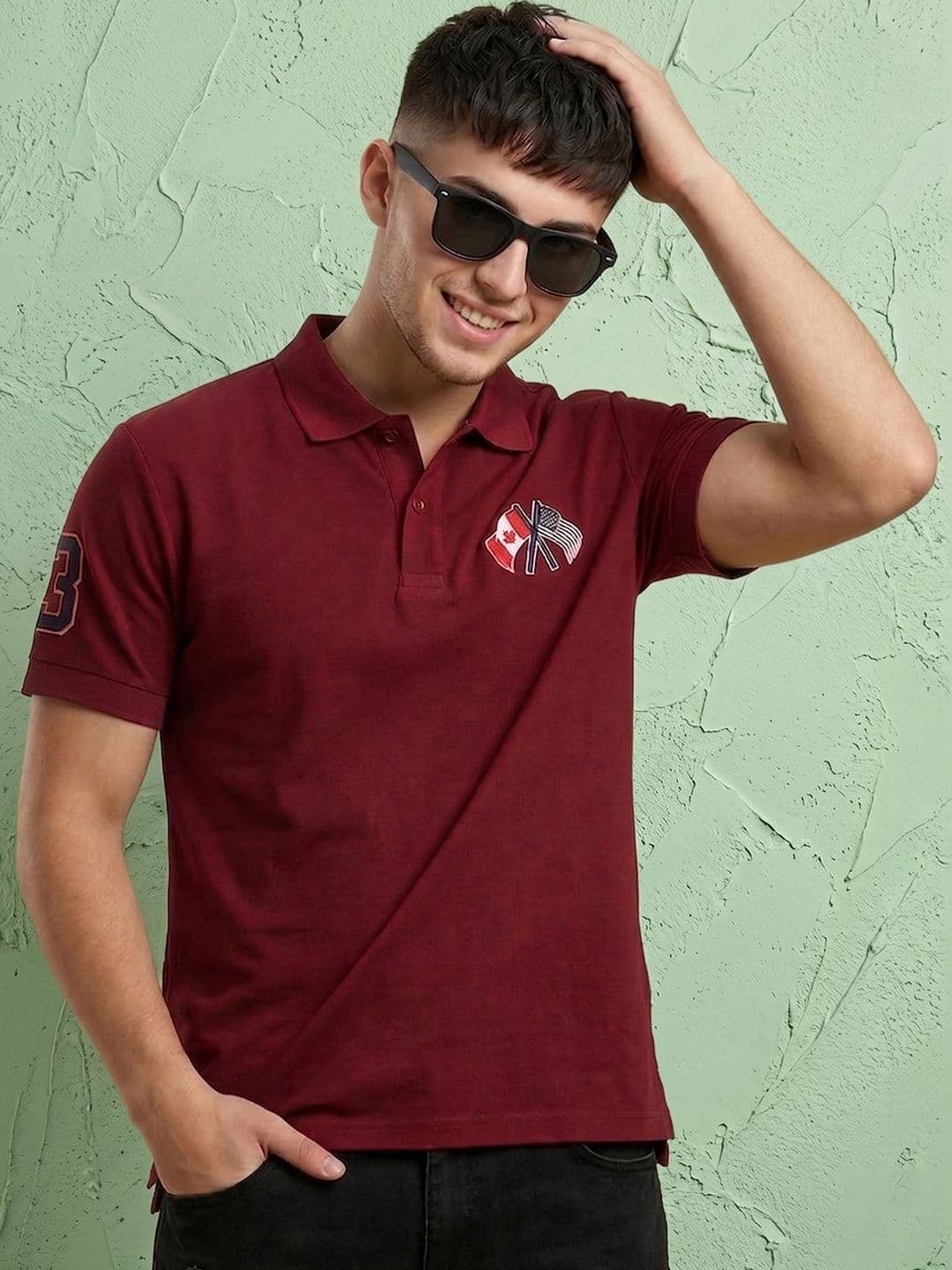 Moda Rapido Men Brand Logo Printed Polo Collar Applique T-shirt - view 1