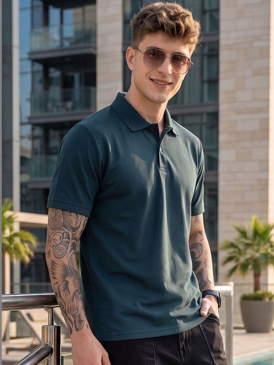 Mast & Harbour Men Polo Collar T-shirt - view 1