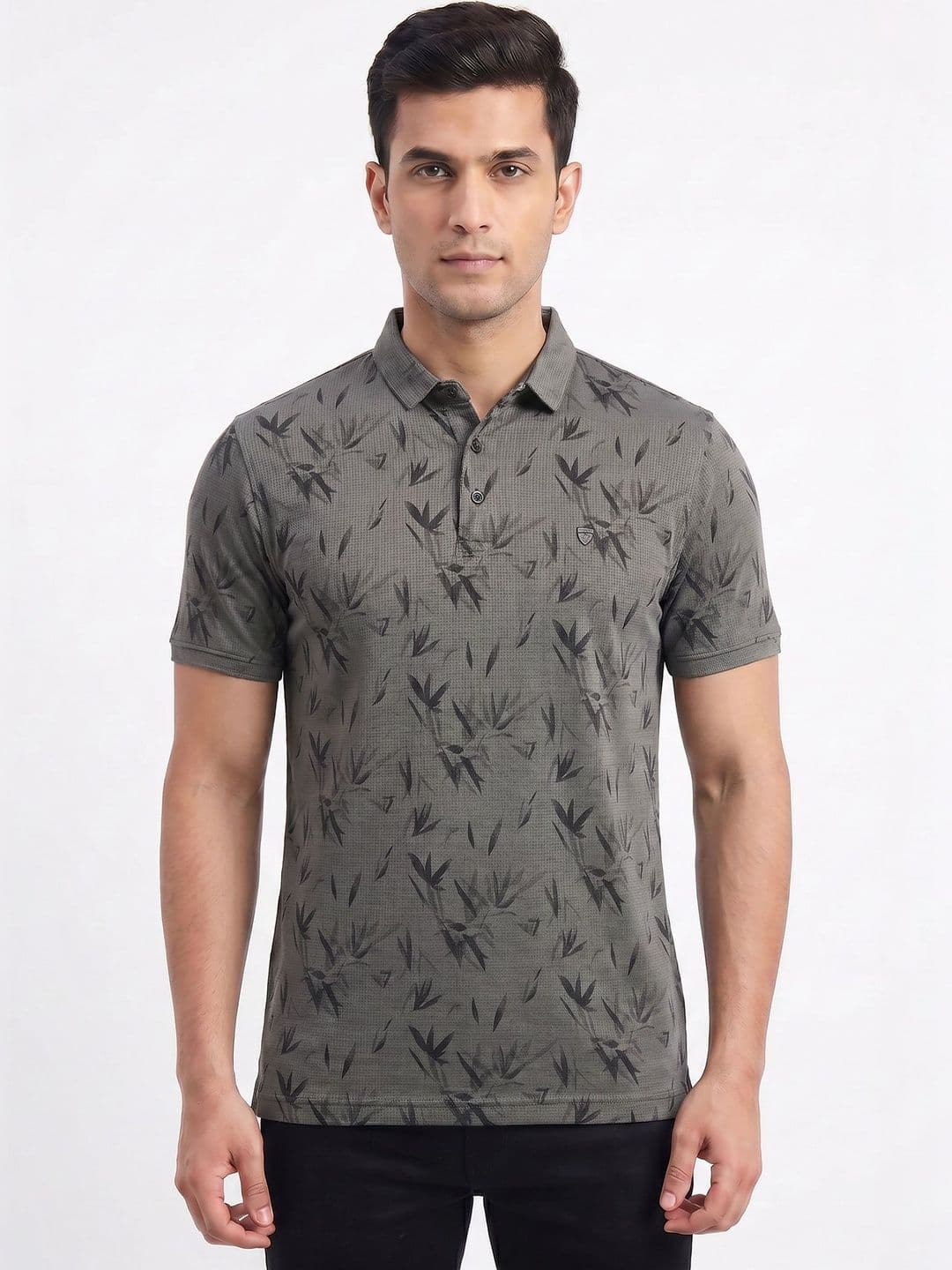 Plugin Men Printed Polo Collar Pockets T-shirt - view 1
