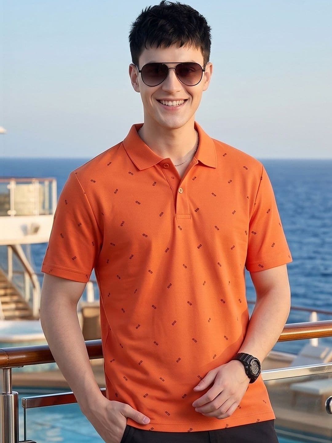 Mast & Harbour Men Printed Polo Collar T-shirt - view 1