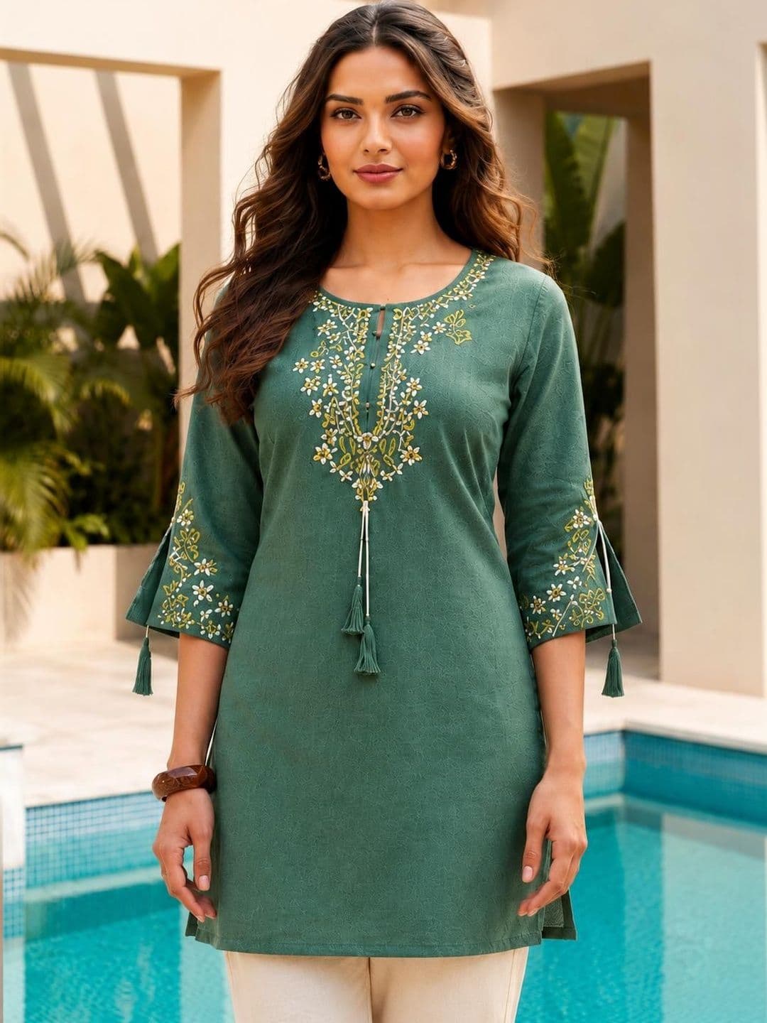 Ishin Viscose Rayon Embroidered Ethnic Tunic - view 1