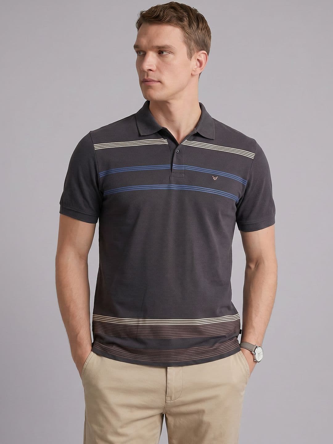 Blackberrys Striped Polo Collar T-Shirt - view 1