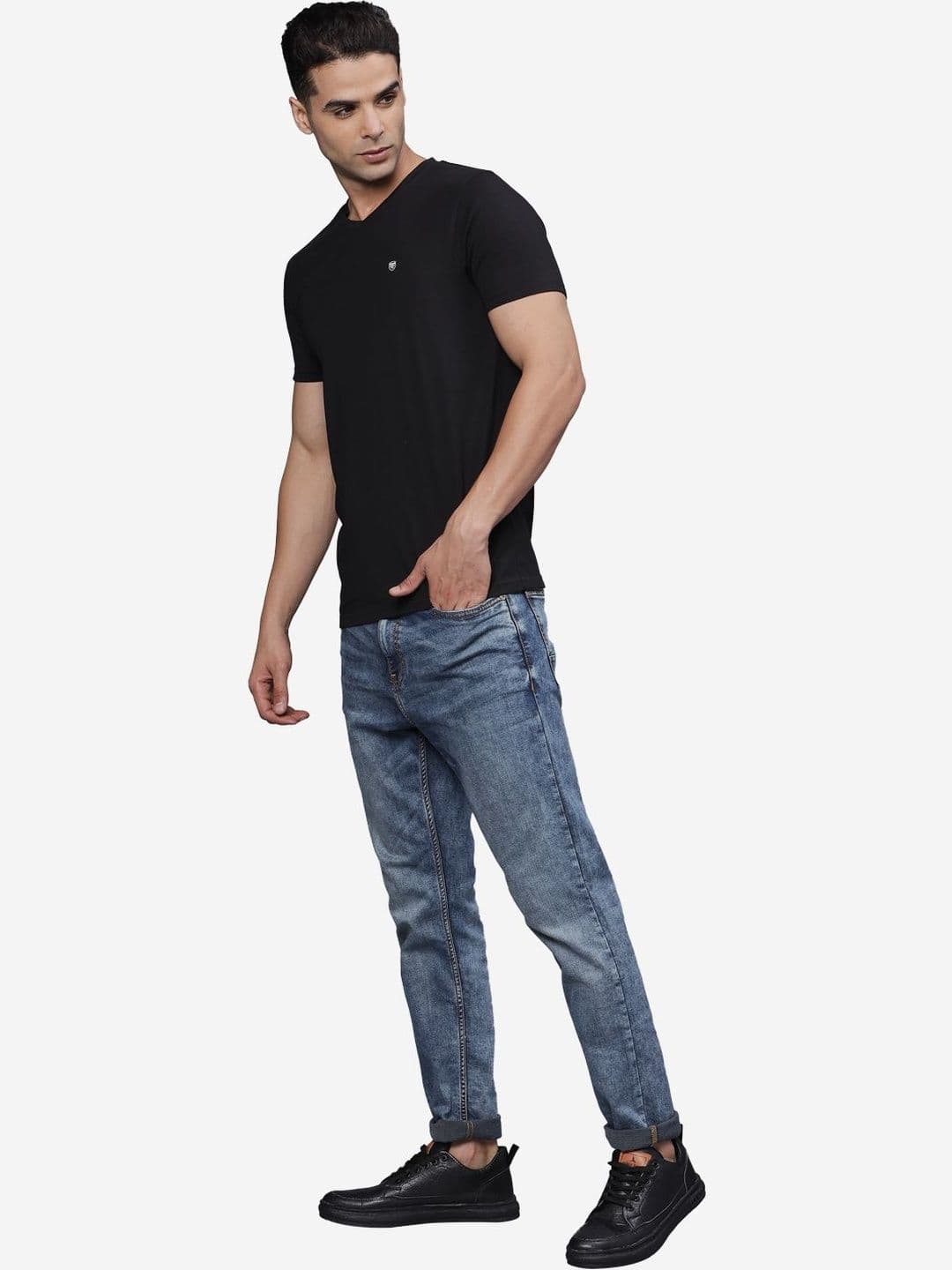 t-base Men Brand Logo V-Neck T-shirt - view 1