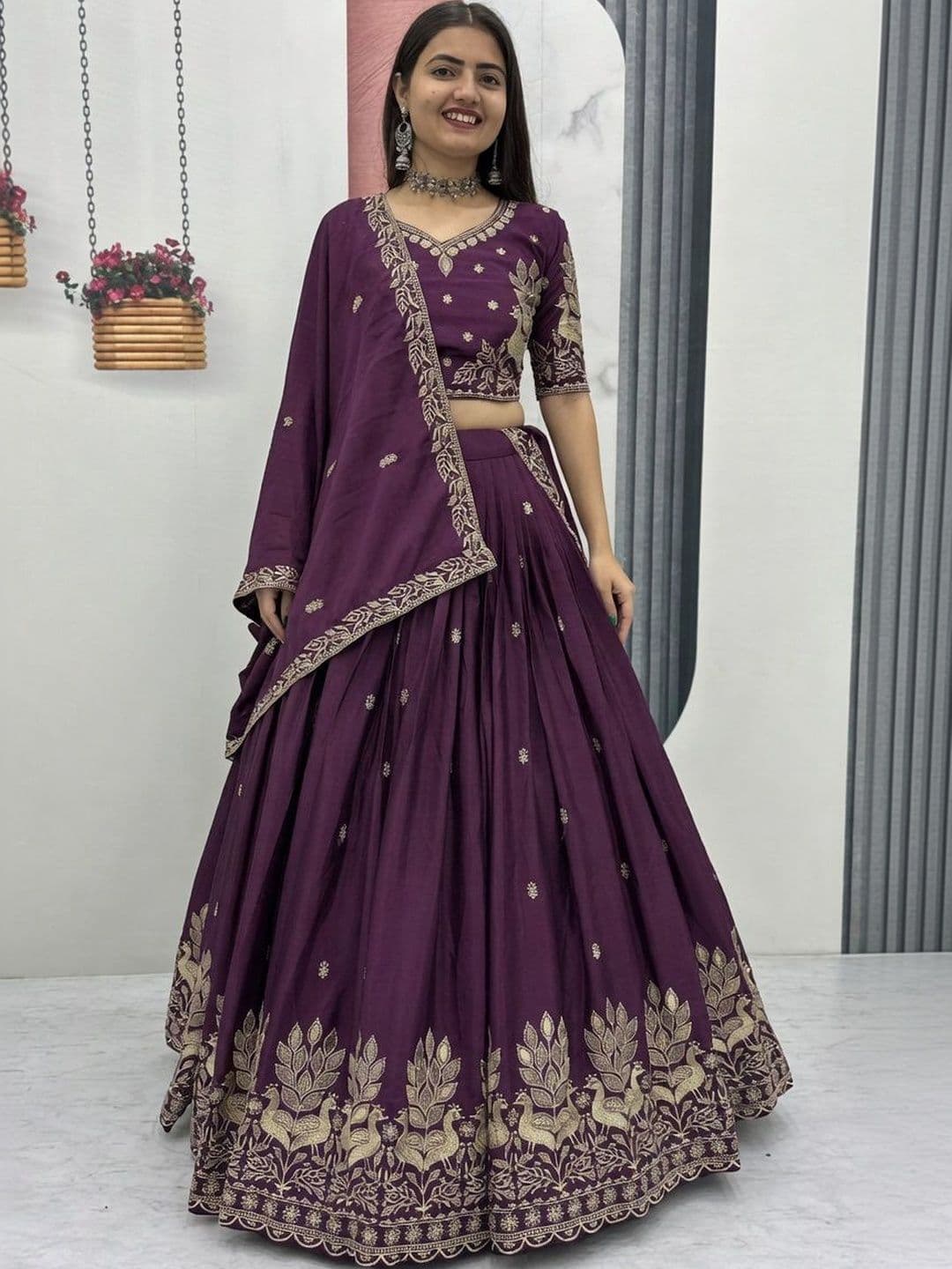 Closin Embroidered Semi-Stitched Lehenga & Unstitched Blouse With Dupatta - view 1