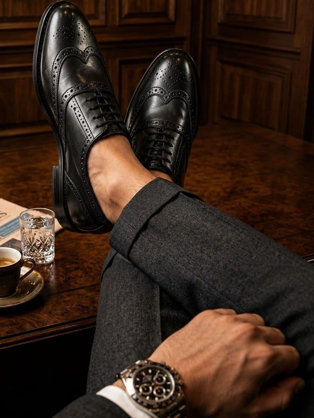House of Pataudi Men Textured Round Toe Lace-Ups Brogues Formal Shoes - view 1
