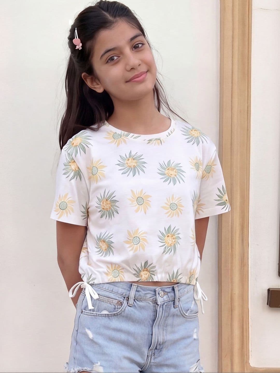 Lil Tomatoes Floral Print Cotton Crop Top - view 1