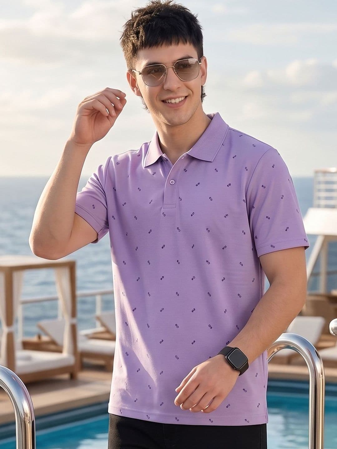 Mast & Harbour Men Printed Polo Collar T-shirt - view 1