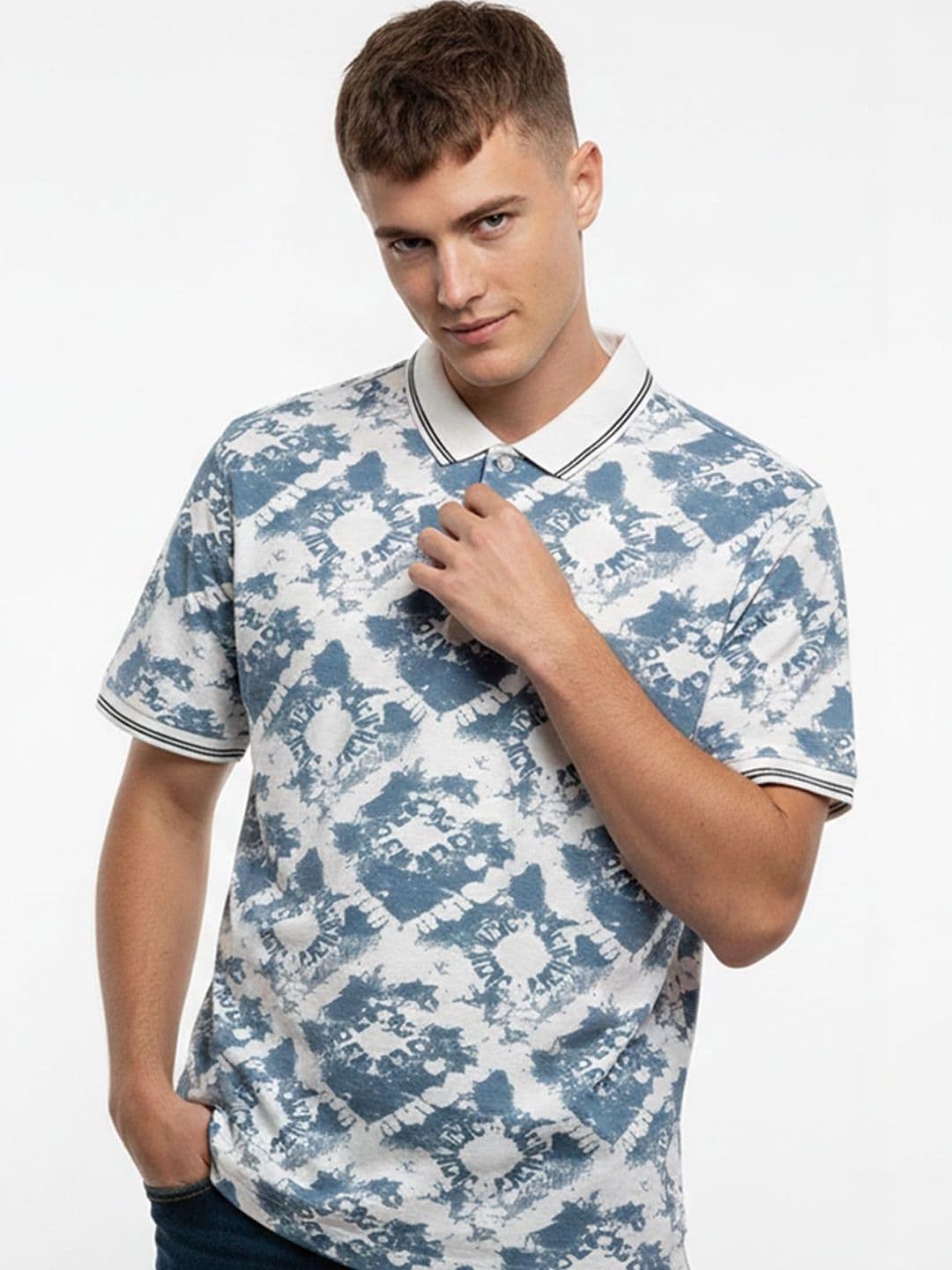 HERE&NOW Men Printed Polo Collar T-shirt - view 1