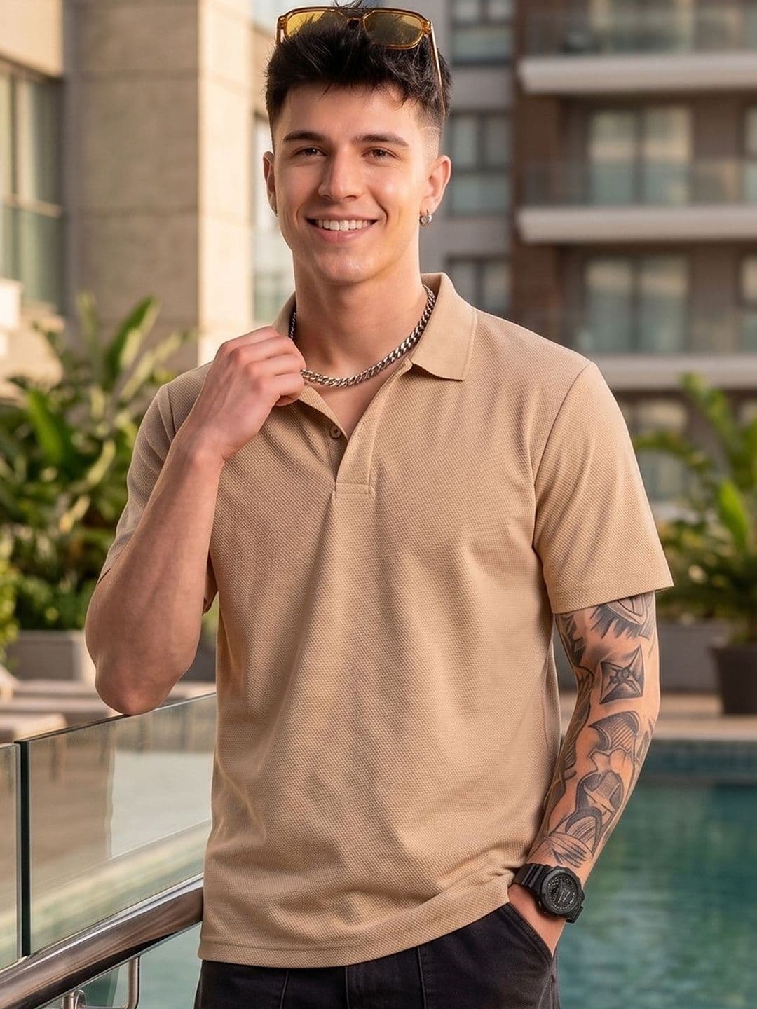 Mast & Harbour Men Polo Collar T-shirt - view 1