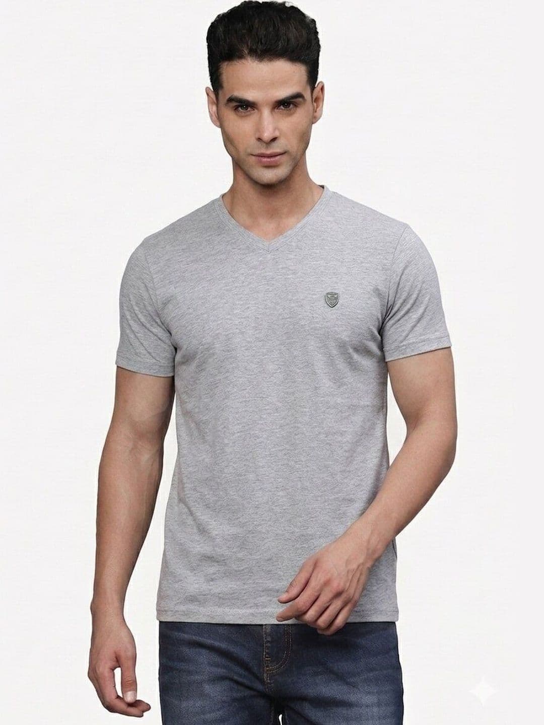 t-base V-Neck Short Sleeves Regular Fit Cotton T-shirt - view 1