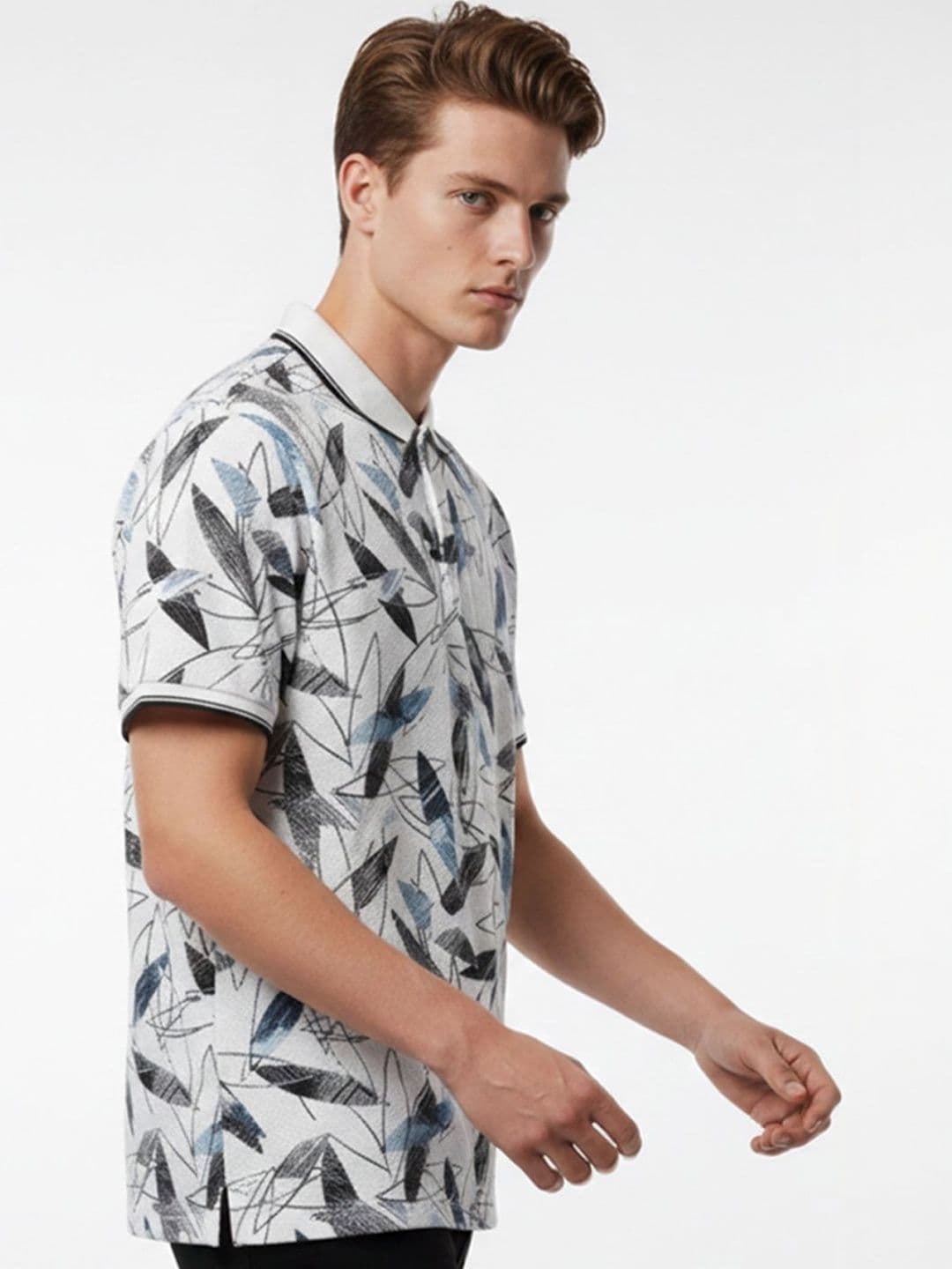HERE&NOW Men Printed Polo Collar T-shirt - view 1