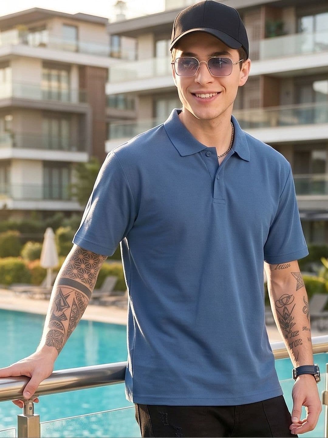 Mast & Harbour Polo Collar Short Sleeves Regular Fit T-shirt - view 1