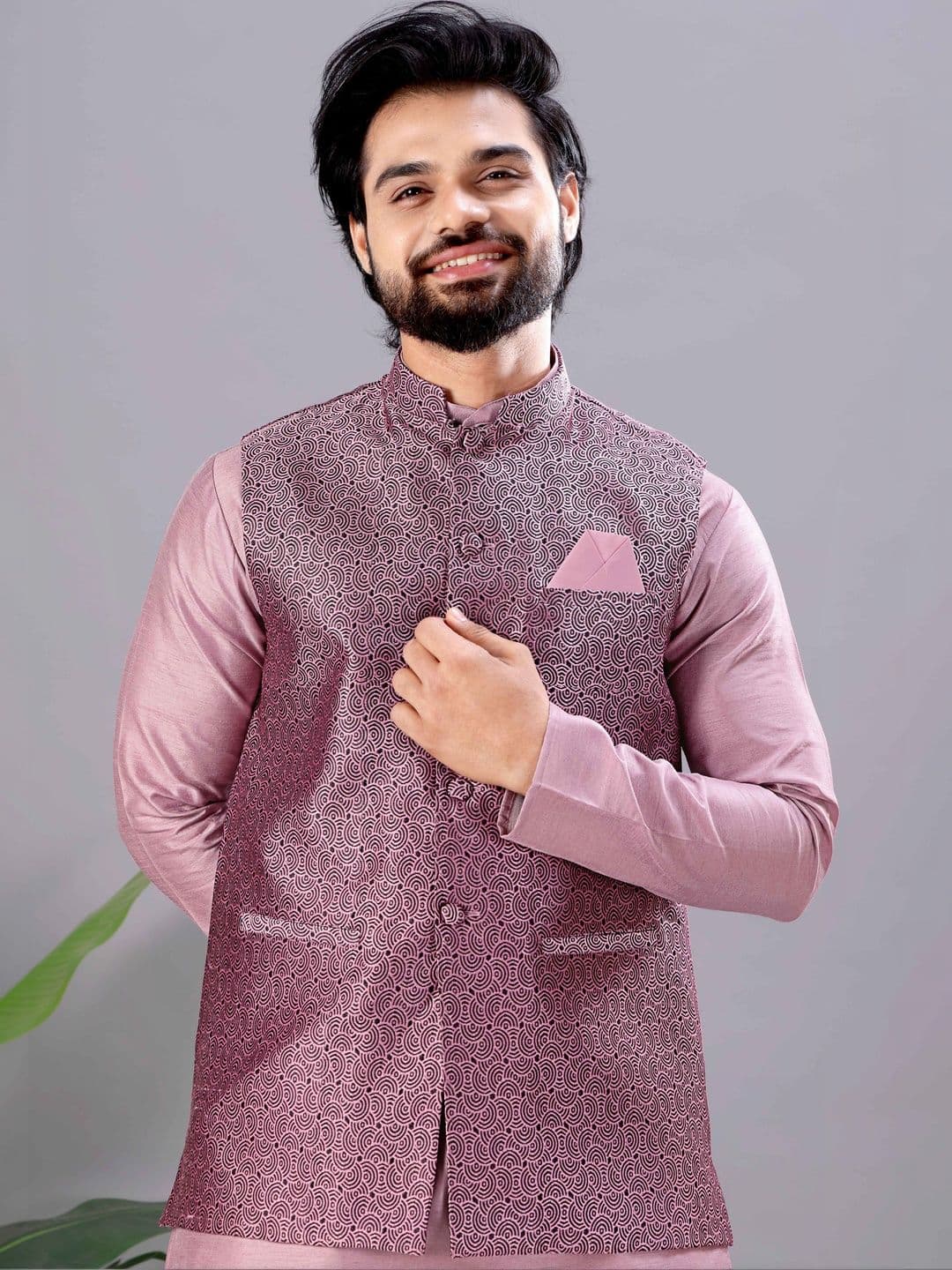 MODERN MUGHALS Woven Design Nehru Jacket - view 1