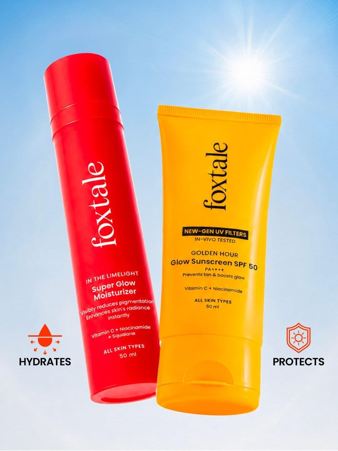 FoxTale Set Of 2 Hydrate & Protect Duo Nourishing Glow Moisturizer & Sunscreen 50ml Each - view 1