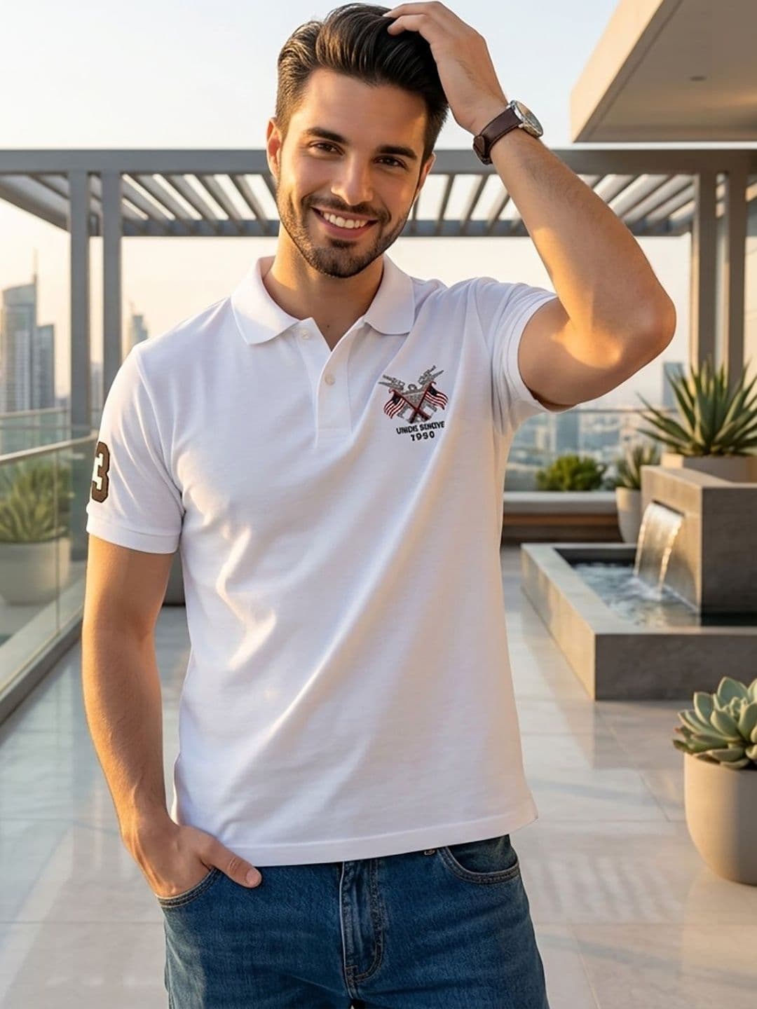 RELANE Men Brand Logo Printed Polo Collar T-shirt - view 1