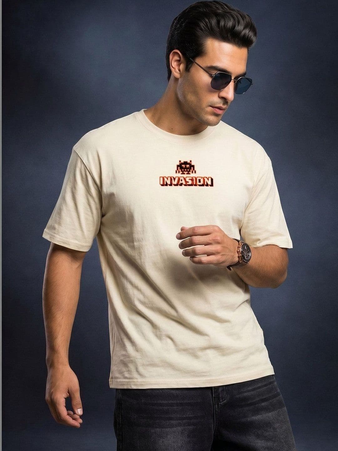 VEIRDO Men Typography Printed Pure Cotton Raw Edge T-shirt - view 1