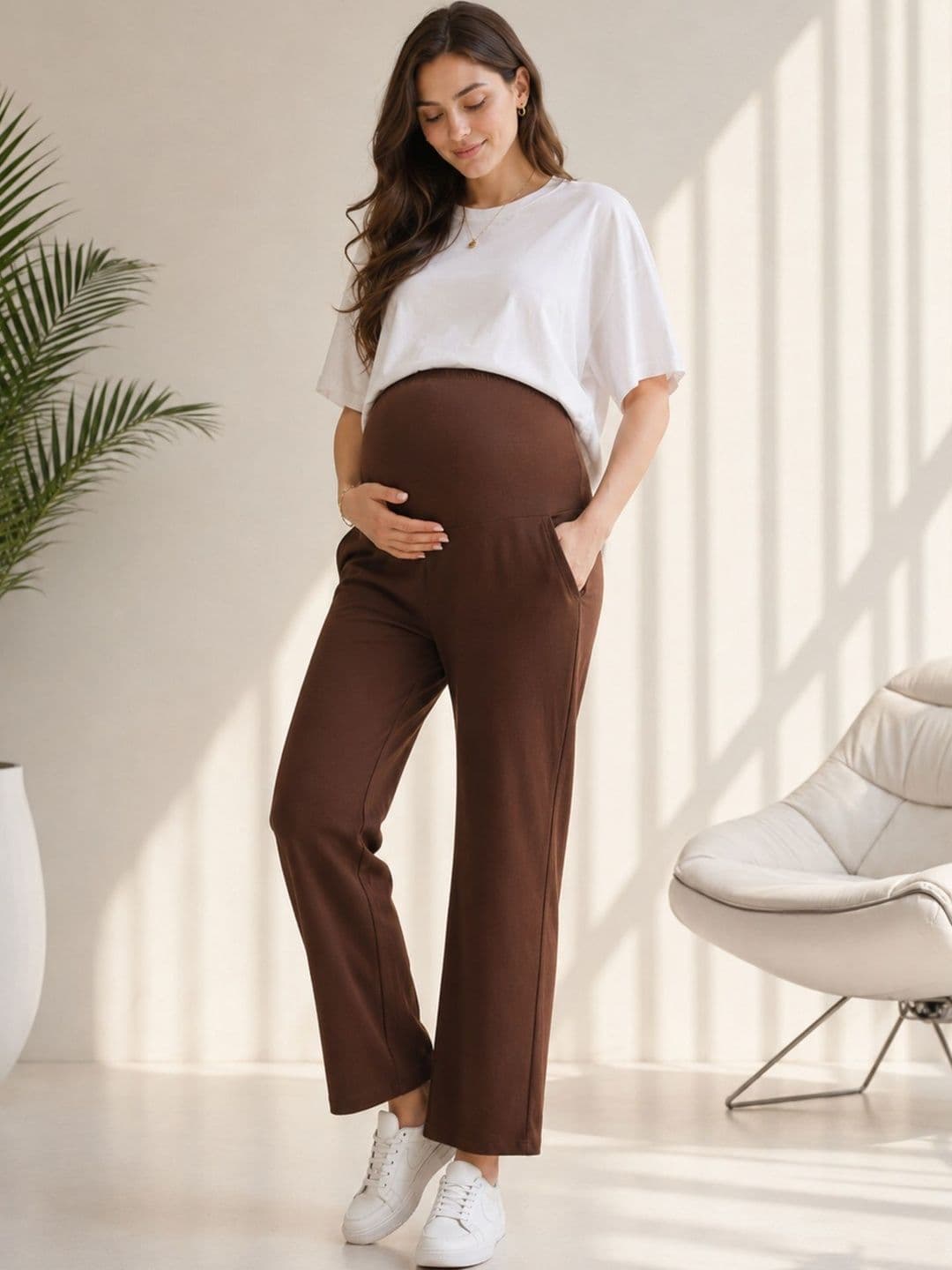 KARPATA Women Cotton Straight-Fit Maternity Track Pants - view 1