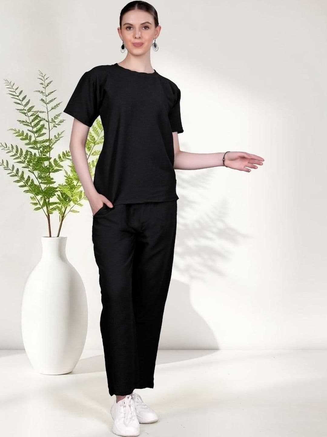 Moda Rapido Floral Solid T-shirt with Trousers - view 1