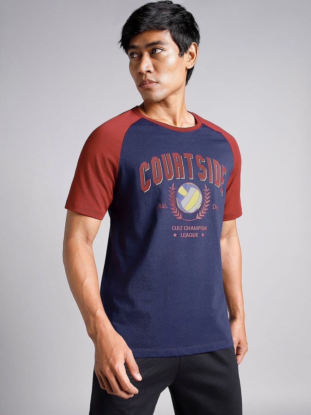 CULT Men's Navy Courtside Sporty Colourblock T-shirt - view 1