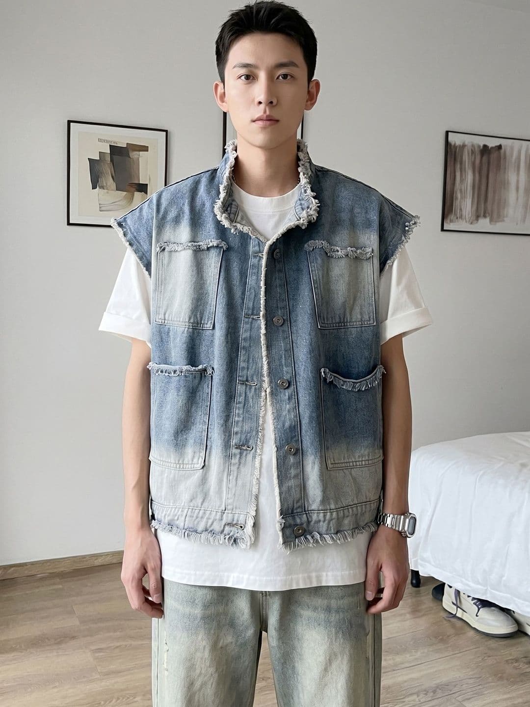 Suo Men Washed Outdoor Denim Jacket - view 1