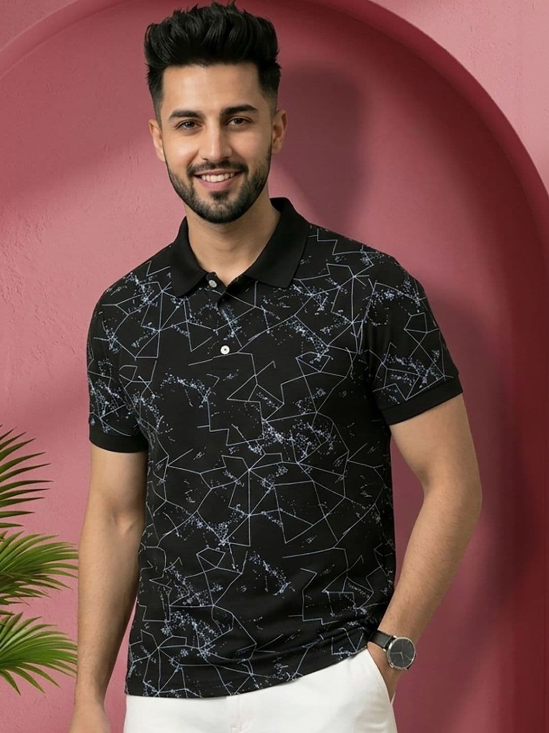 RELANE Men Printed Polo Collar T-shirt - view 1