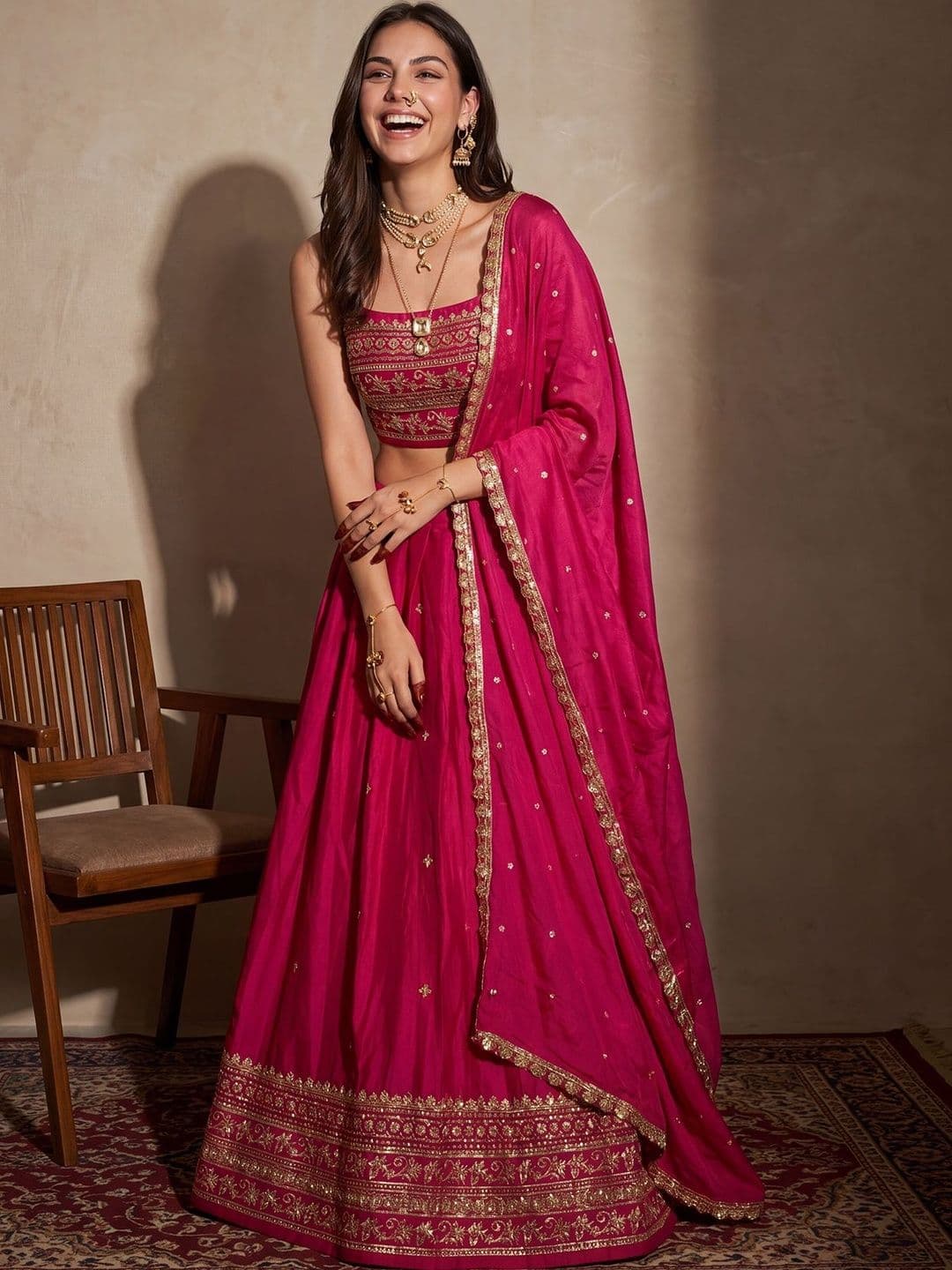 DRIP CHOWK Embroidered Semi-Stitched Lehenga & Unstitched Blouse With Dupatta - view 1