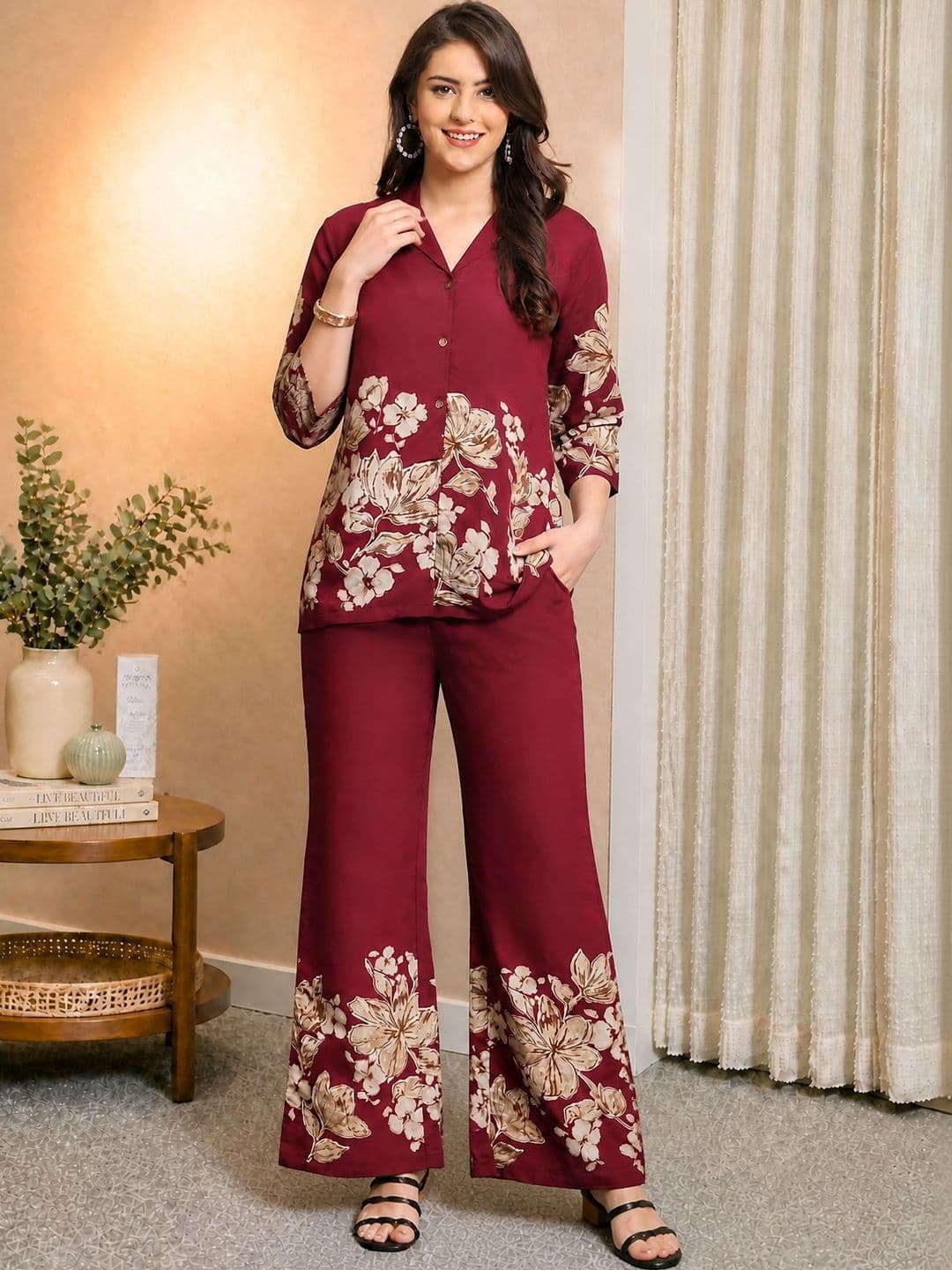 Claura Floral Printed Shirt And Trouser - view 1