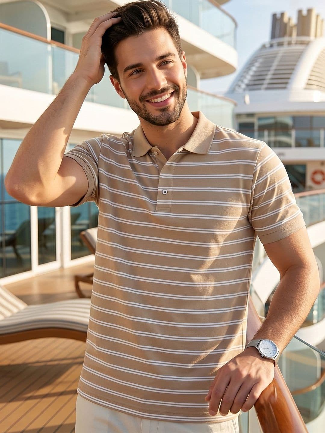 Kook N Keech Men Striped Polo Collar T-shirt - view 1