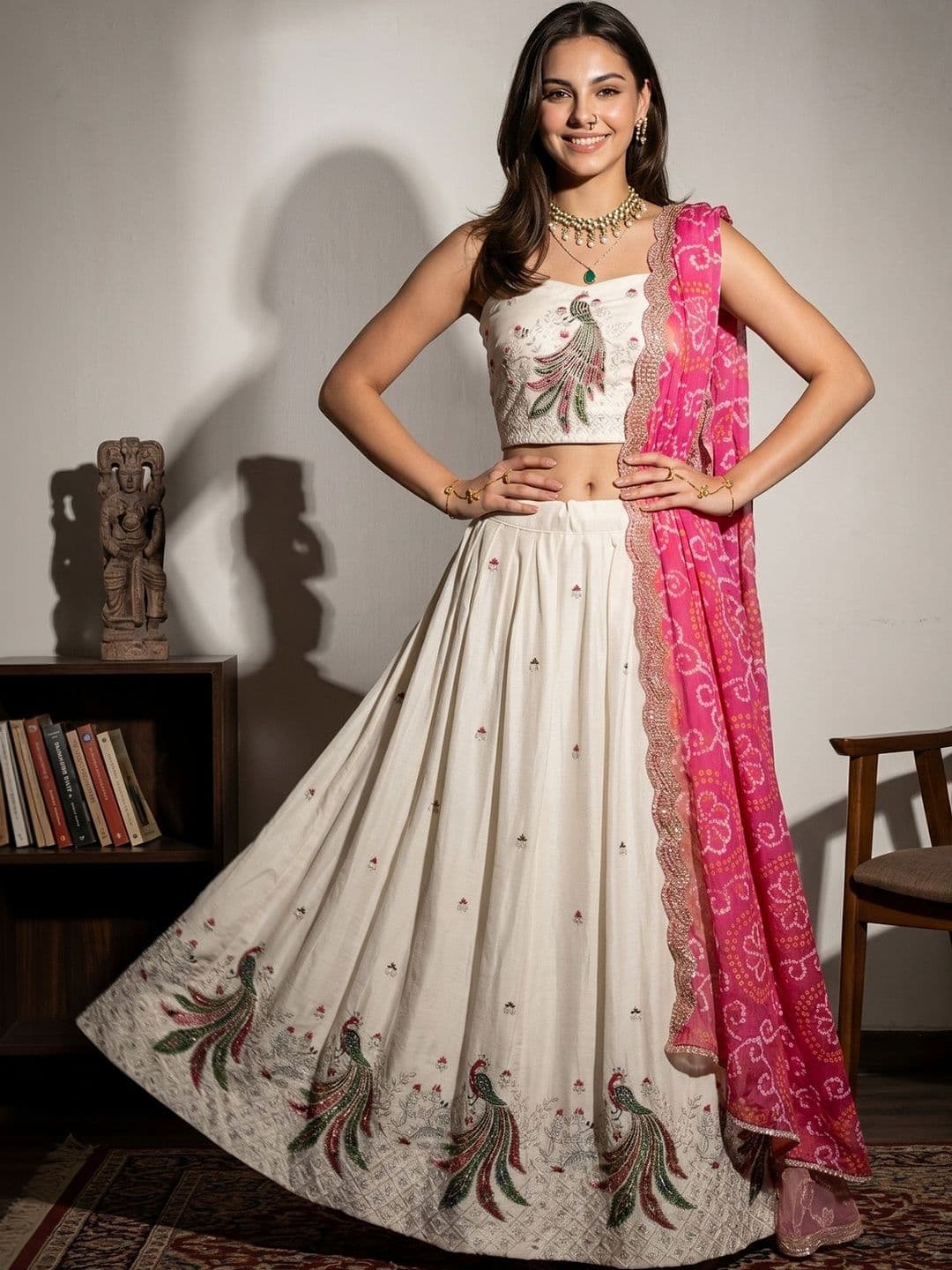 DRIP CHOWK Embroidered Semi-Stitched Lehenga & Unstitched Blouse With Dupatta - view 1