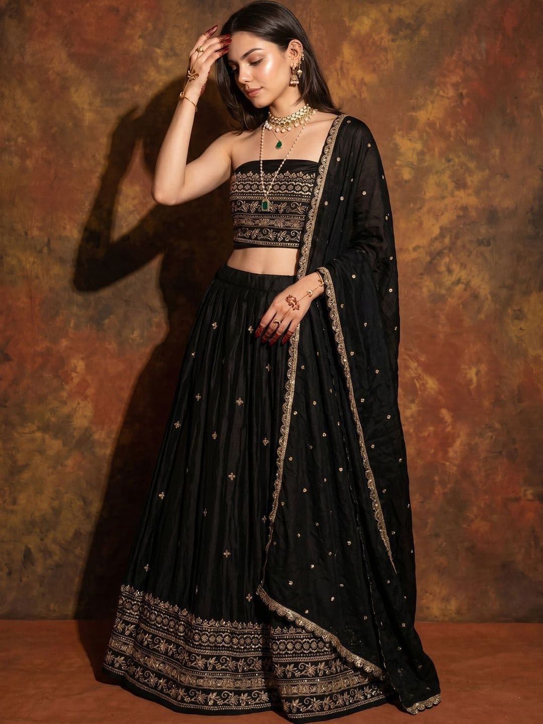 DRIP CHOWK Embroidered Semi-Stitched Lehenga & Unstitched Blouse With Dupatta - view 1