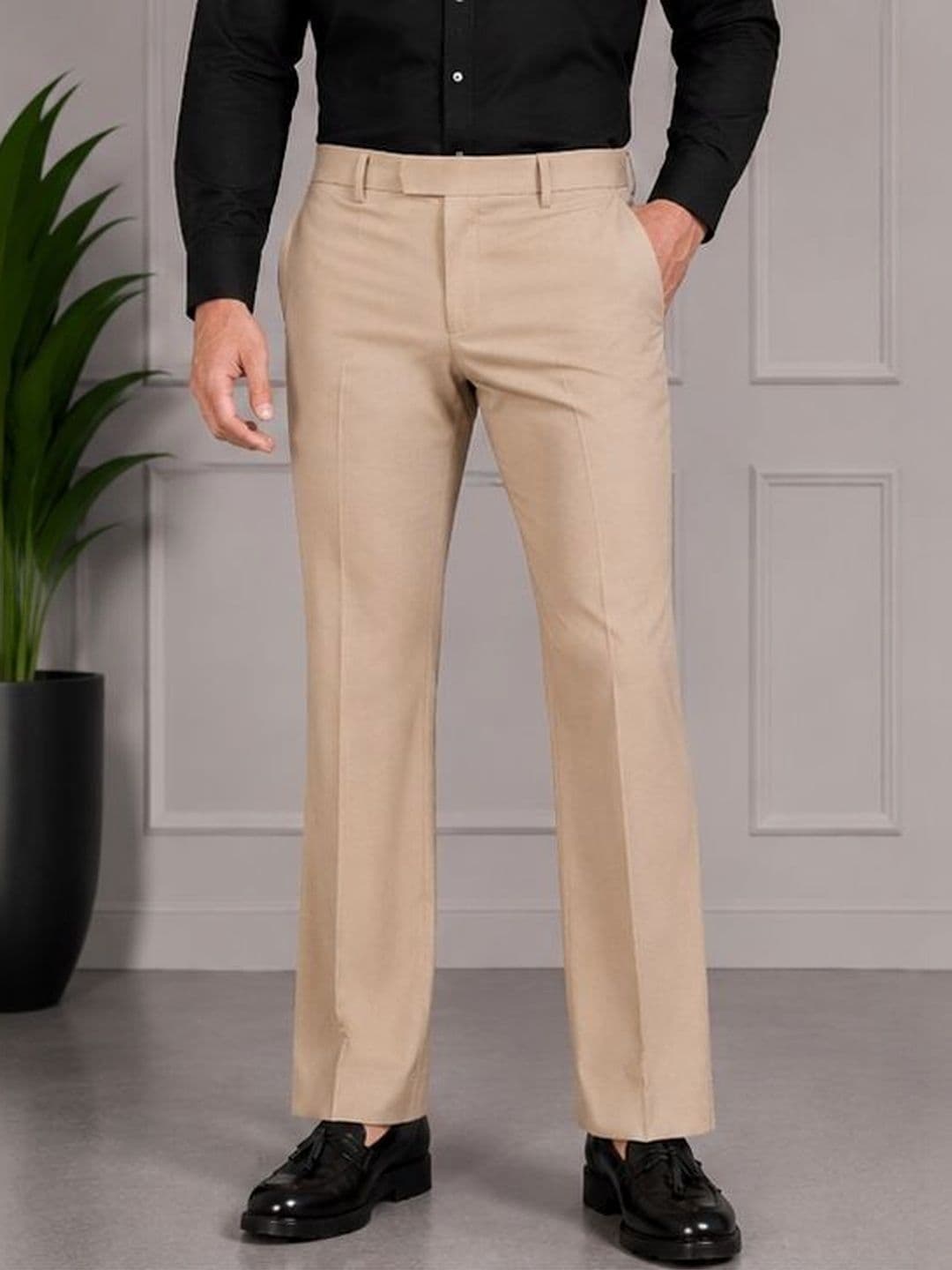 GHABA CREATION Men Slim Fit Mid-Rise Regular Length Cotton Trouser - view 1