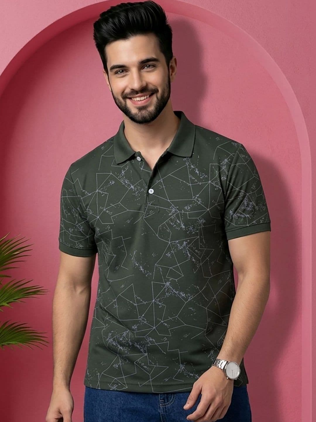 RELANE Men Printed Polo Collar T-shirt - view 1