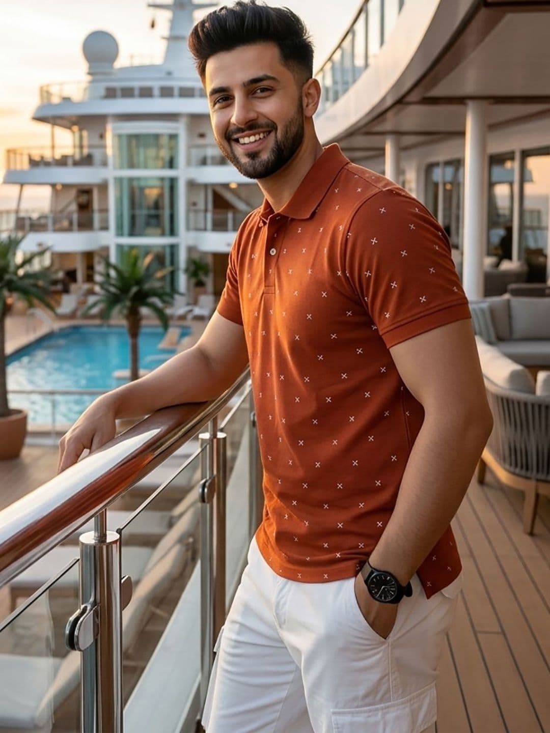 RELANE Men Printed Polo Collar T-shirt - view 1