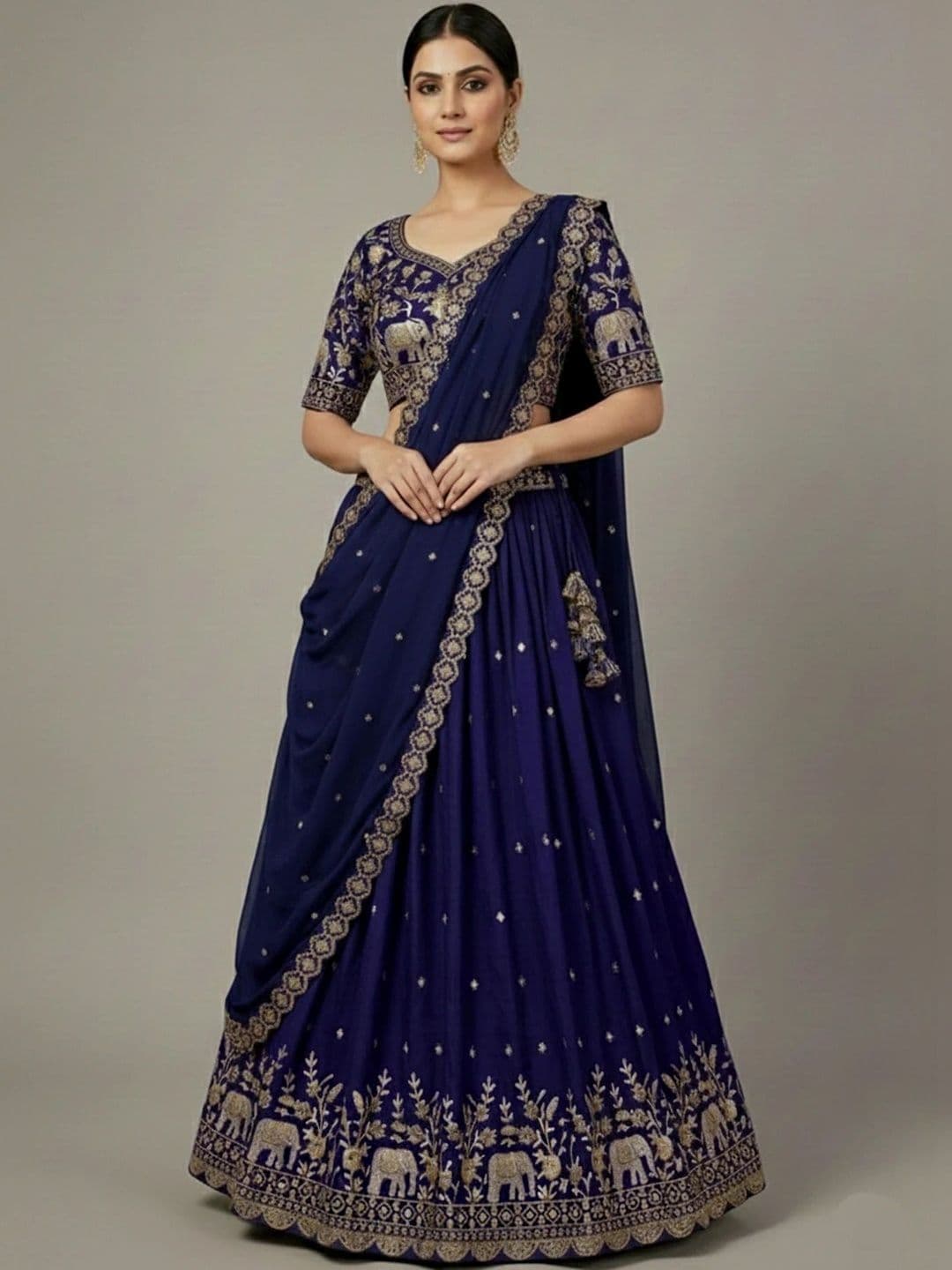 all about you Embroidered Semi-Stitched Lehenga & Blouse With Dupatta - view 1