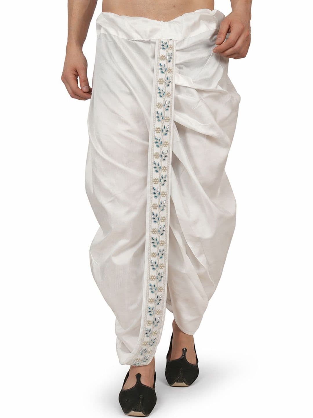 FANZI Men Embroidered Silk Blend Dhoti Pants Dhotis - view 1