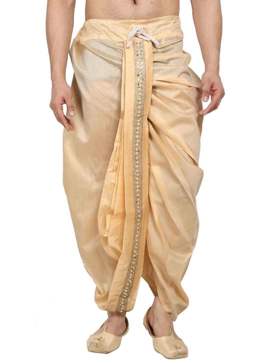 FANZI Men Embroidered Silk Blend Dhoti Pants Dhotis - view 1