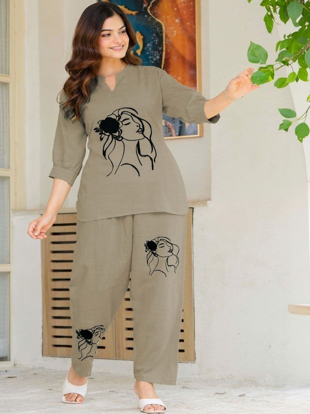 Naida Printed Top with Palazzos - view 1